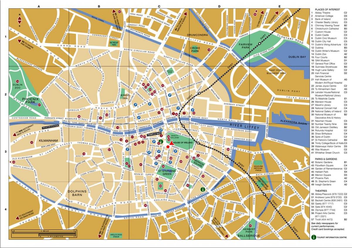 harta Dublin në qendër të qytetit