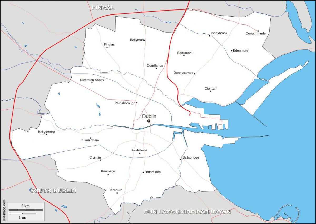harta e Dublin lagjet e