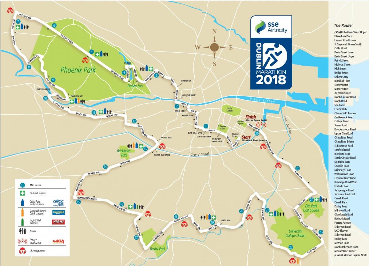 Dublin qytetit maratone rrugë hartë